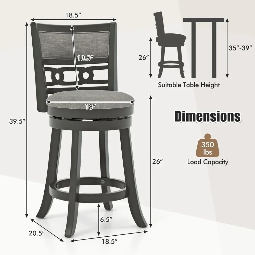 Bar Stools, Bar Chairs - Counter Height - Upholstered - Swivel Seat