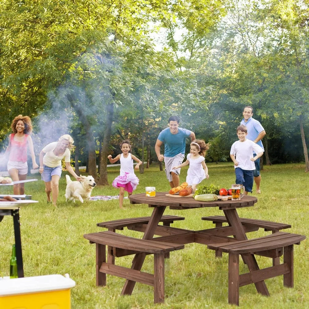 Round Picnic Table for 8