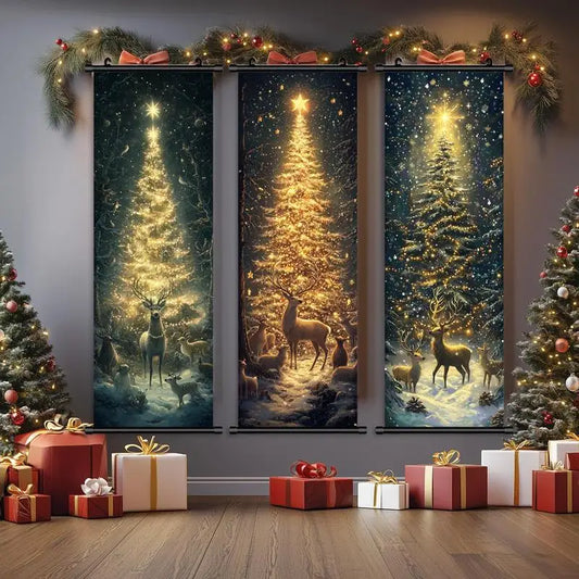 Christmas Themed Wall Hanging Banner Set *3Pcs