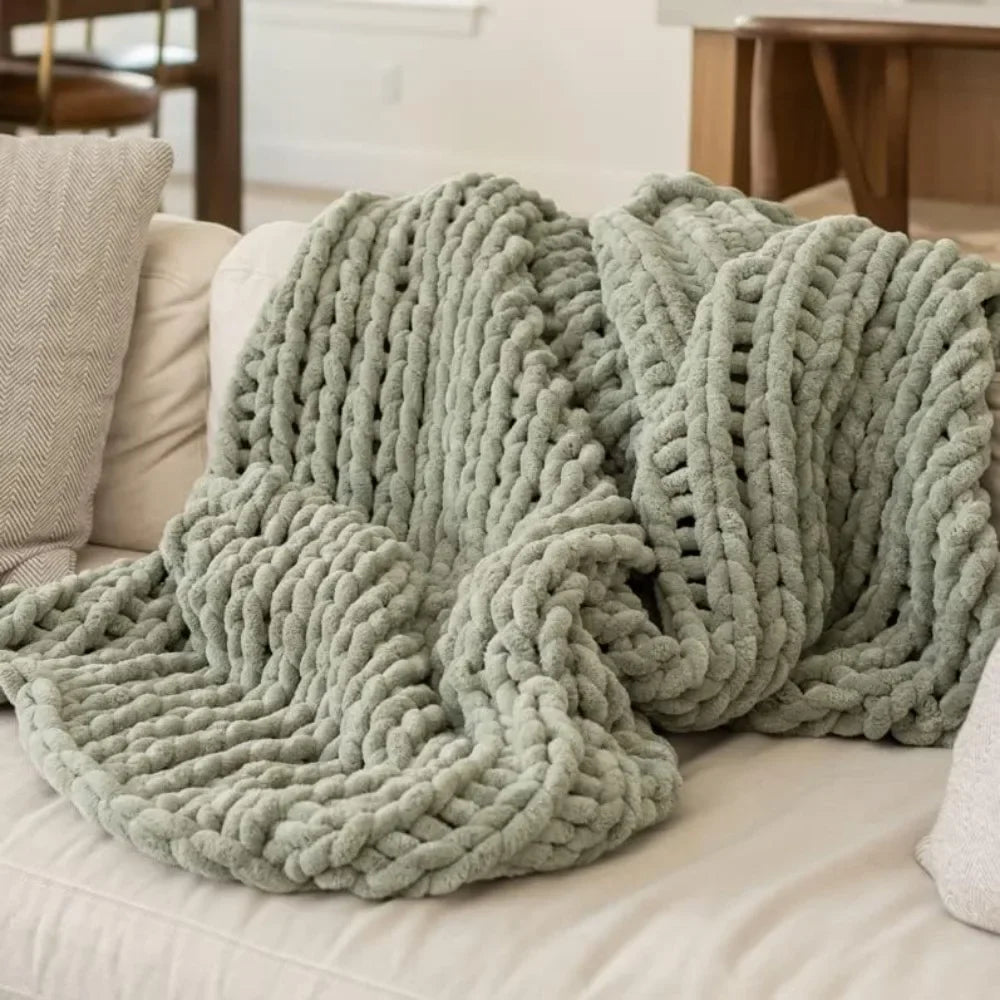 Chunky Knit Boho Throw Blanket