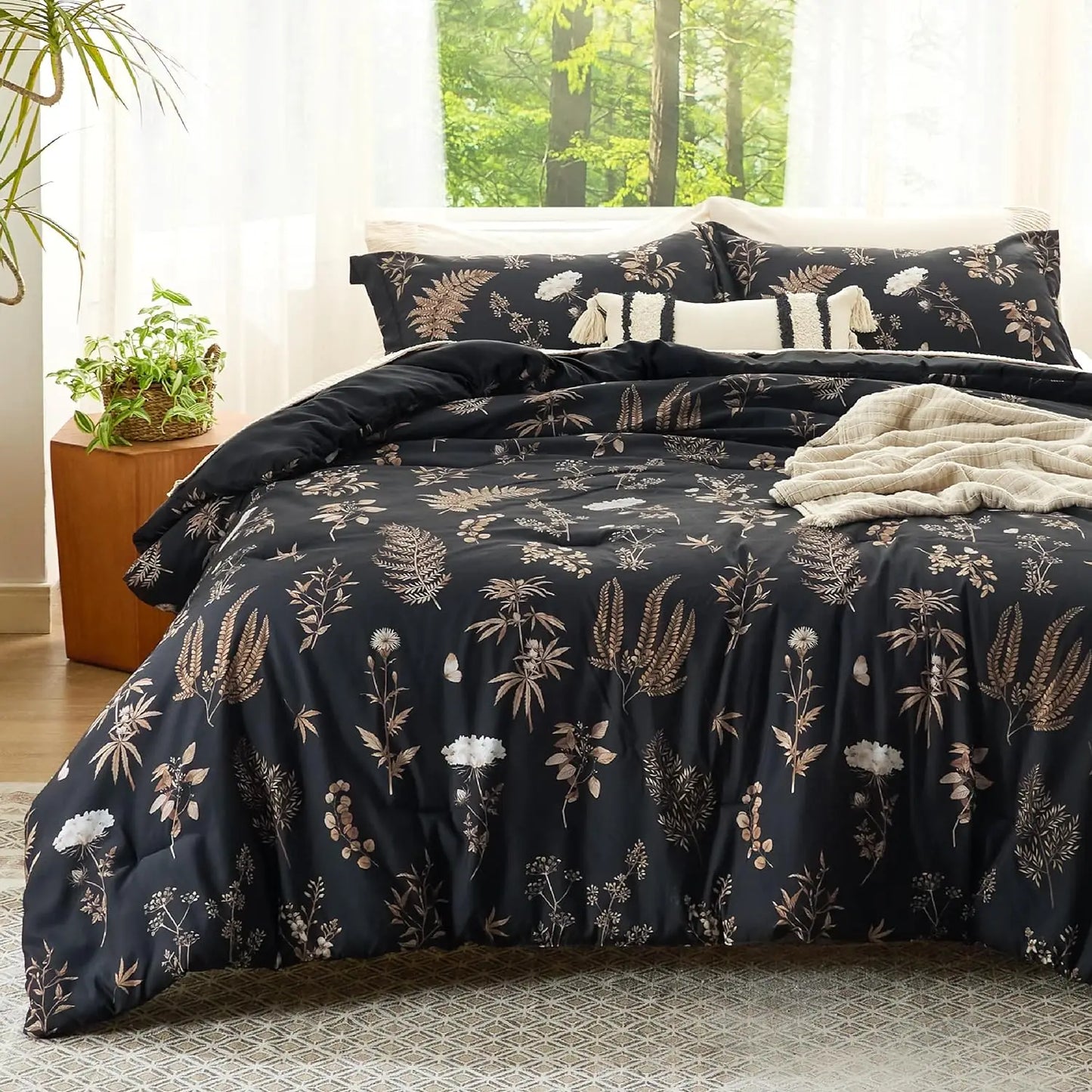 Bedsure Comforter Set *3Pcs - Botanical Pattern