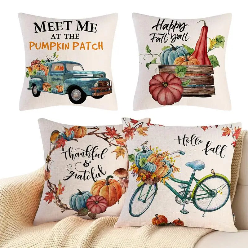 Fall Throw Pillow Covers 4Pcs