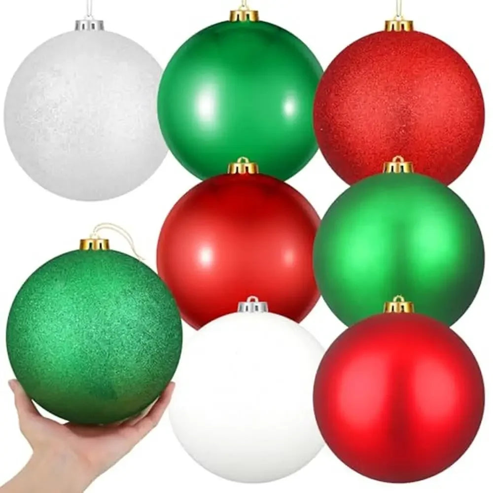 Jumbo Christmas Ornament Set *8Pcs - 6" Large Ornaments - Indoor/Outdoor