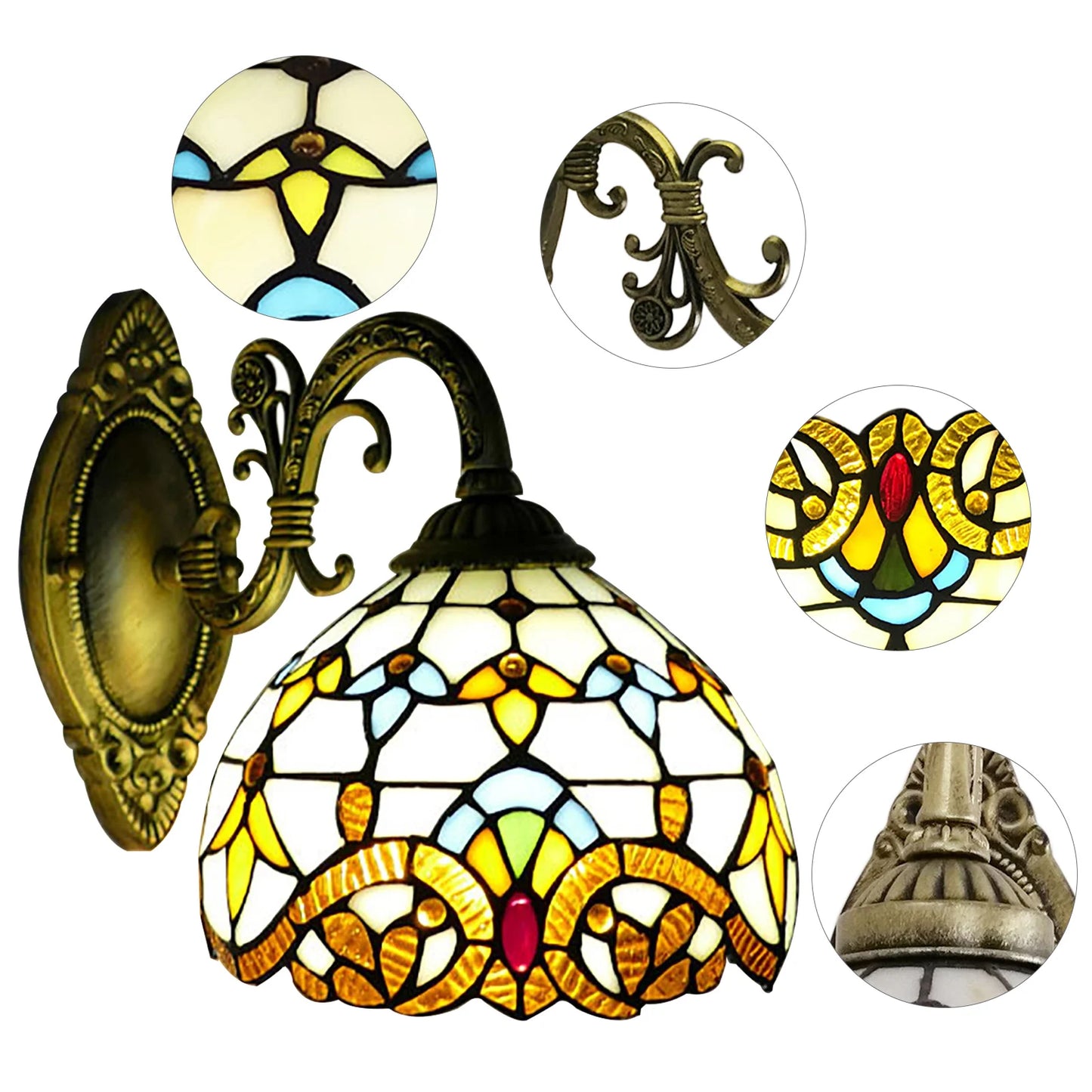 Wall Sconce - Painted Stained Glass Shade - Wall Mount Lighting Fixture