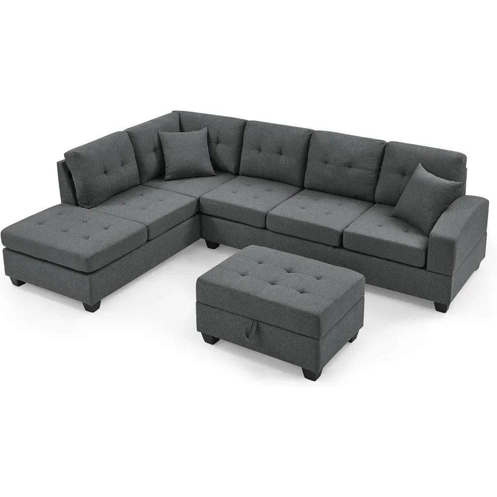 Sectional Sofa Set with Ottoman