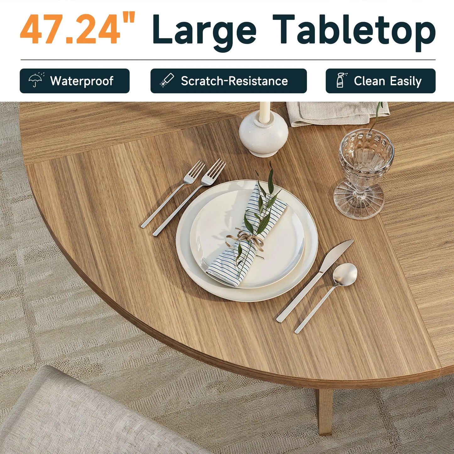 Wooden Dining Table - Round, 47.24" - American Country