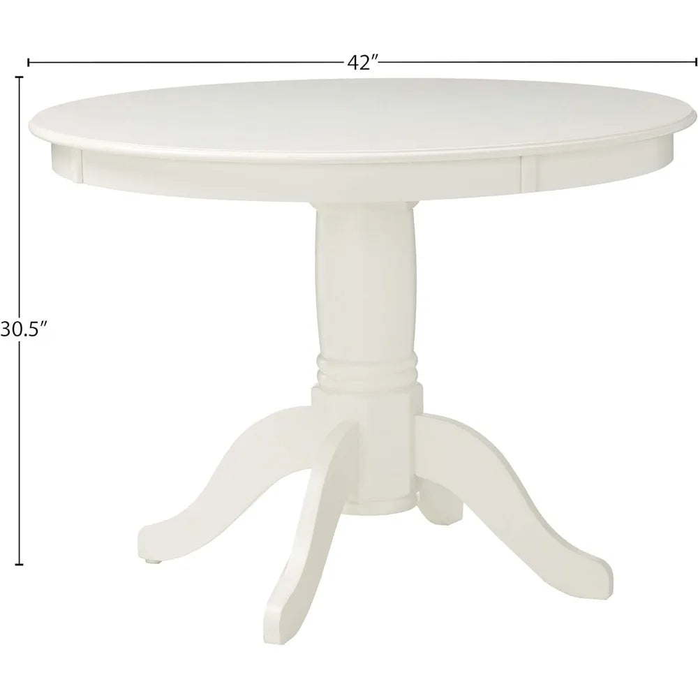 Dining Set *5Pcs - Round Pedestal Table - 4 Chairs - White/Grey