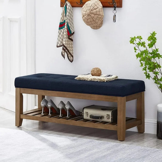 Ottoman Bench & Open Storage Shelf