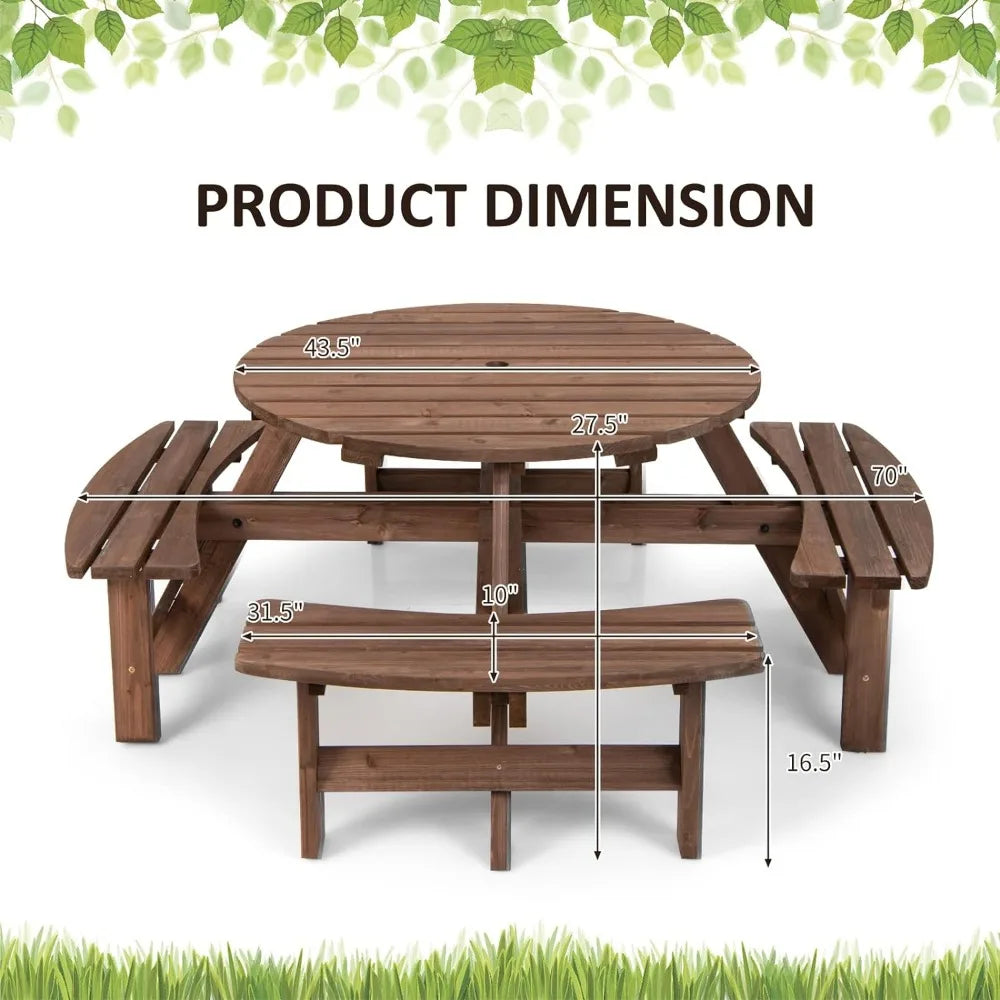 Round Picnic Table for 8