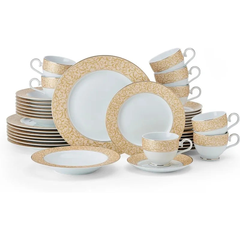 Dinnerware Set *40Pcs - White Porcelain - Diningroom Collection