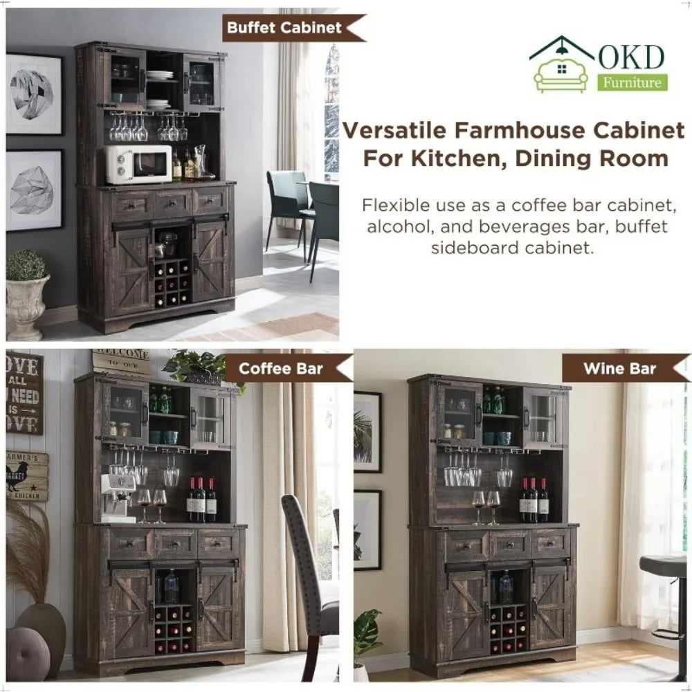 Farmhouse Bar Cabinet Hutch