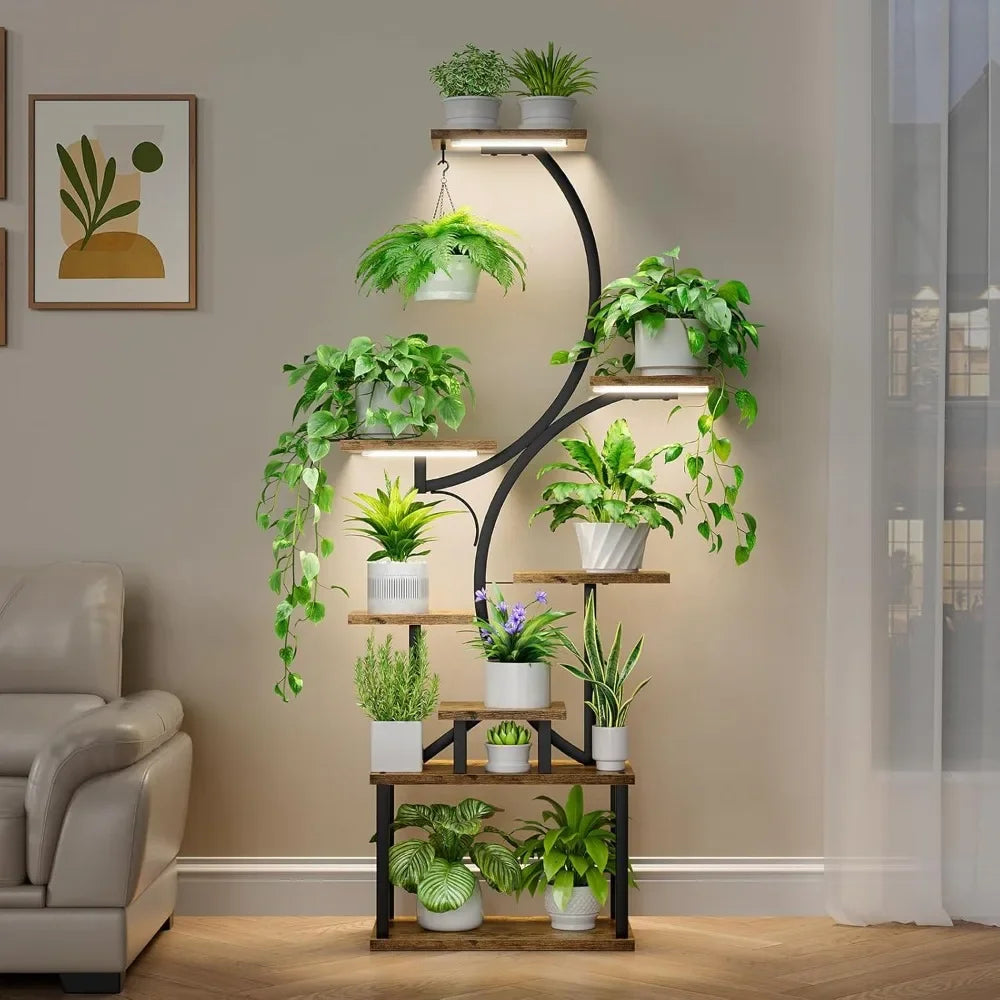 Plant Stand - S Shape - Indoor with Grow Lights