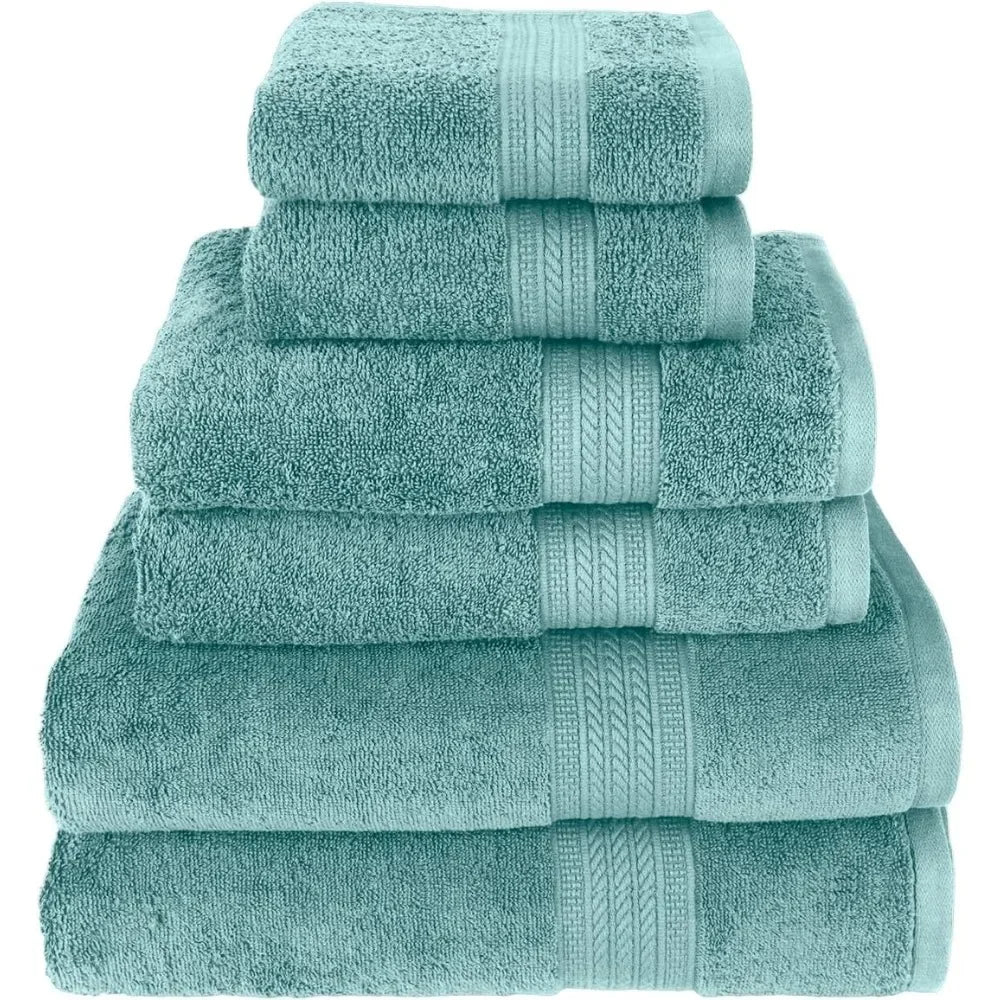 Bath Towel Set *6Pcs - 100% Ring Spun Cotton - Assorted Colors