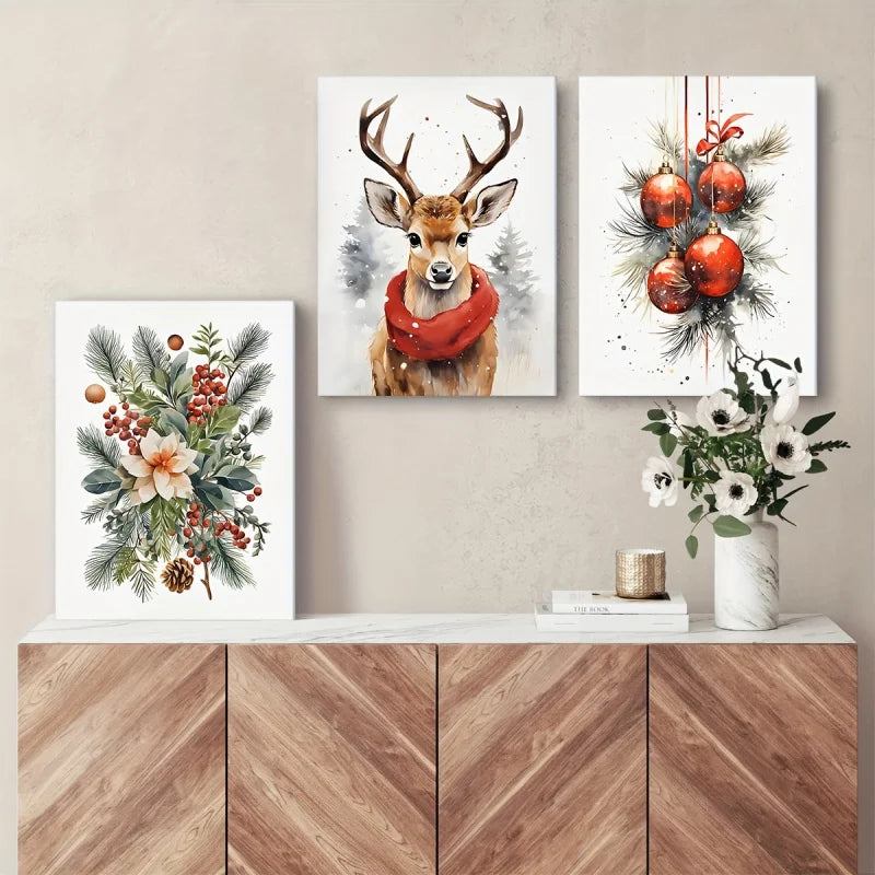 Christmas Canvas Prints - Mural *3Pcs - HD Print - Decoration