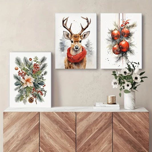 Christmas Canvas Prints - Mural *3Pcs - HD Print - Decoration