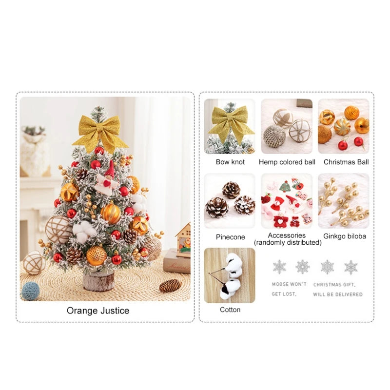 Merry Christmas Trees - Mini Table Top Ornaments - LED Lights & Ornaments