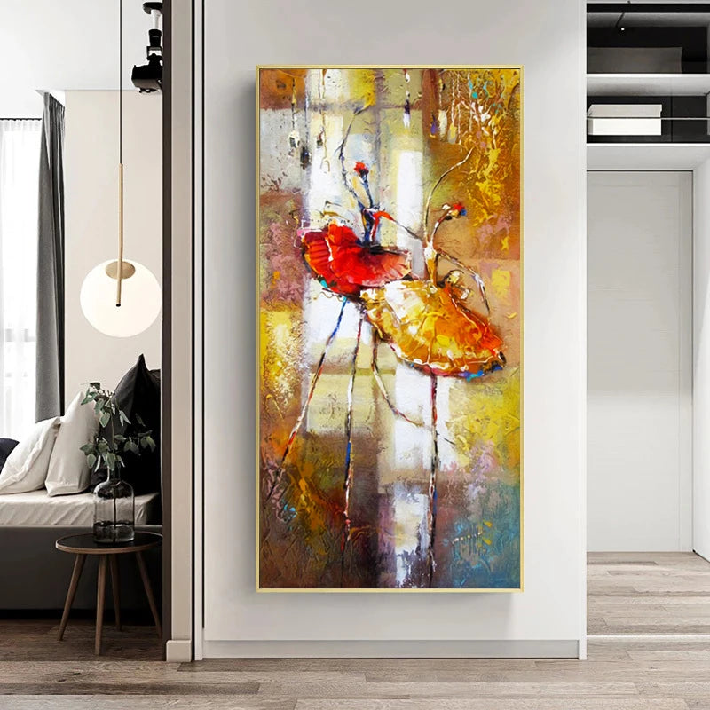 Wall Art - Elegant Dancing Girls - Abstract - Oil on Canvas Print