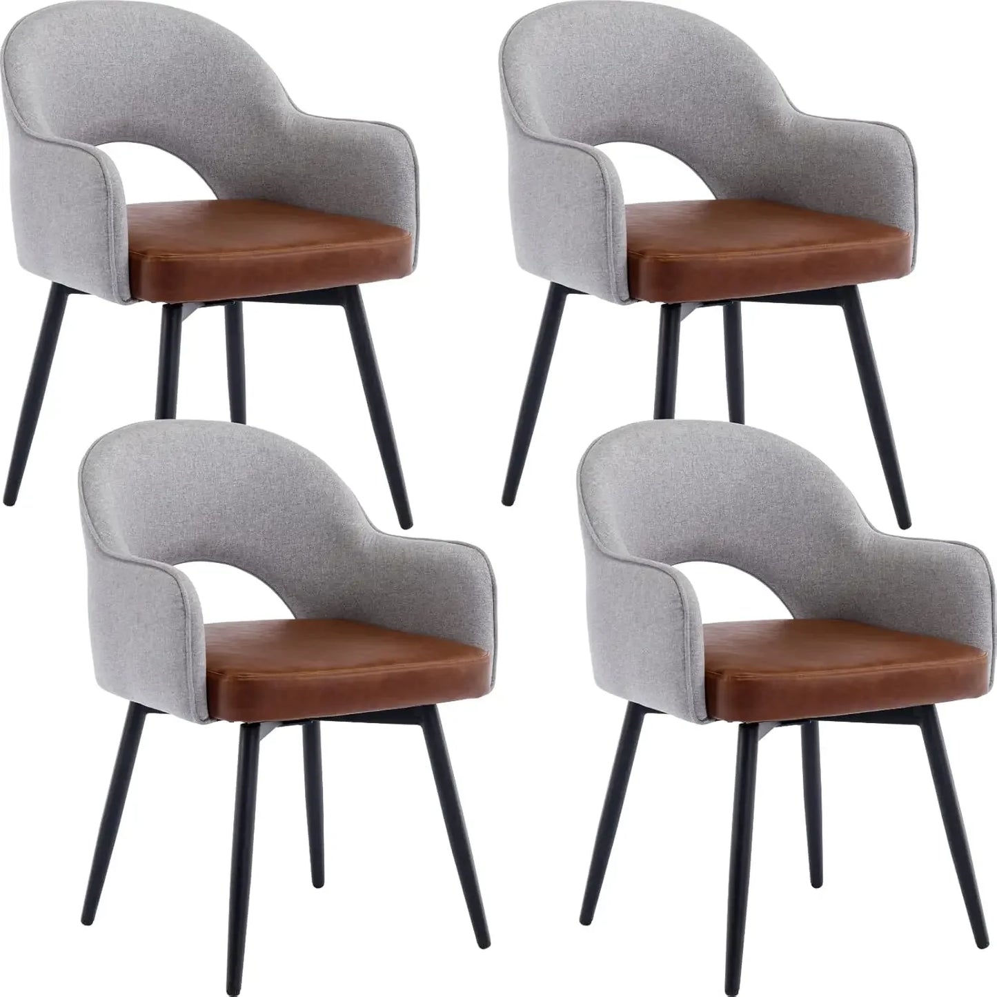 Diningroom Chair Set - 360 Degree Swivel - PU Leather