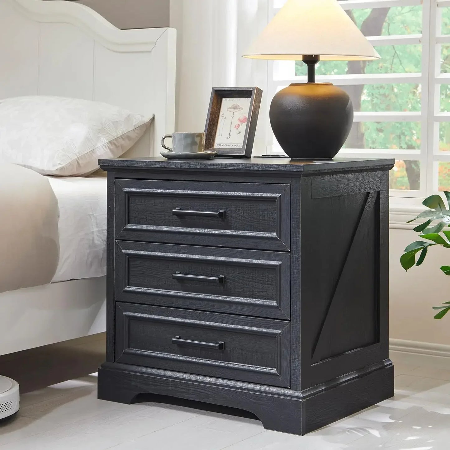 Nightstand - Bedside Table  - Charging Station - Farmhouse - Modern Morocco