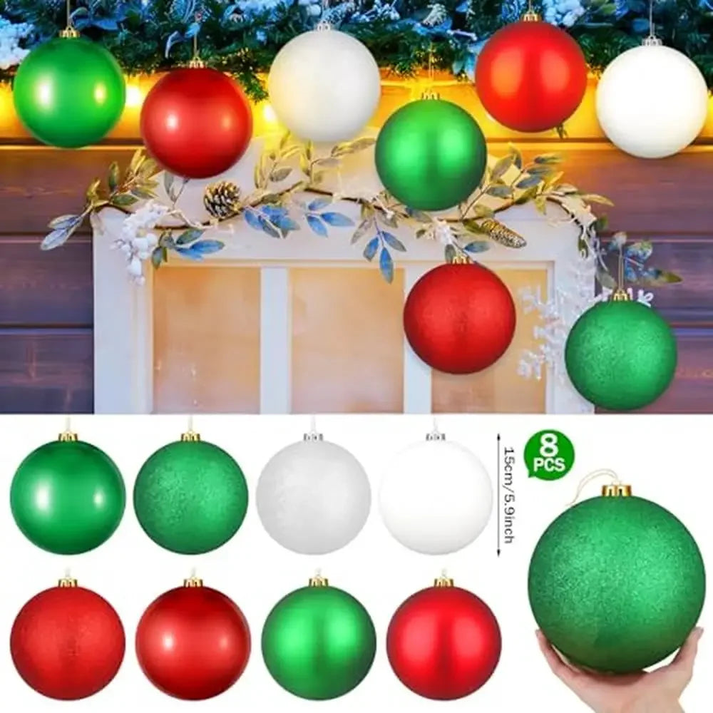 Jumbo Christmas Ornament Set *8Pcs - 6" Large Ornaments - Indoor/Outdoor