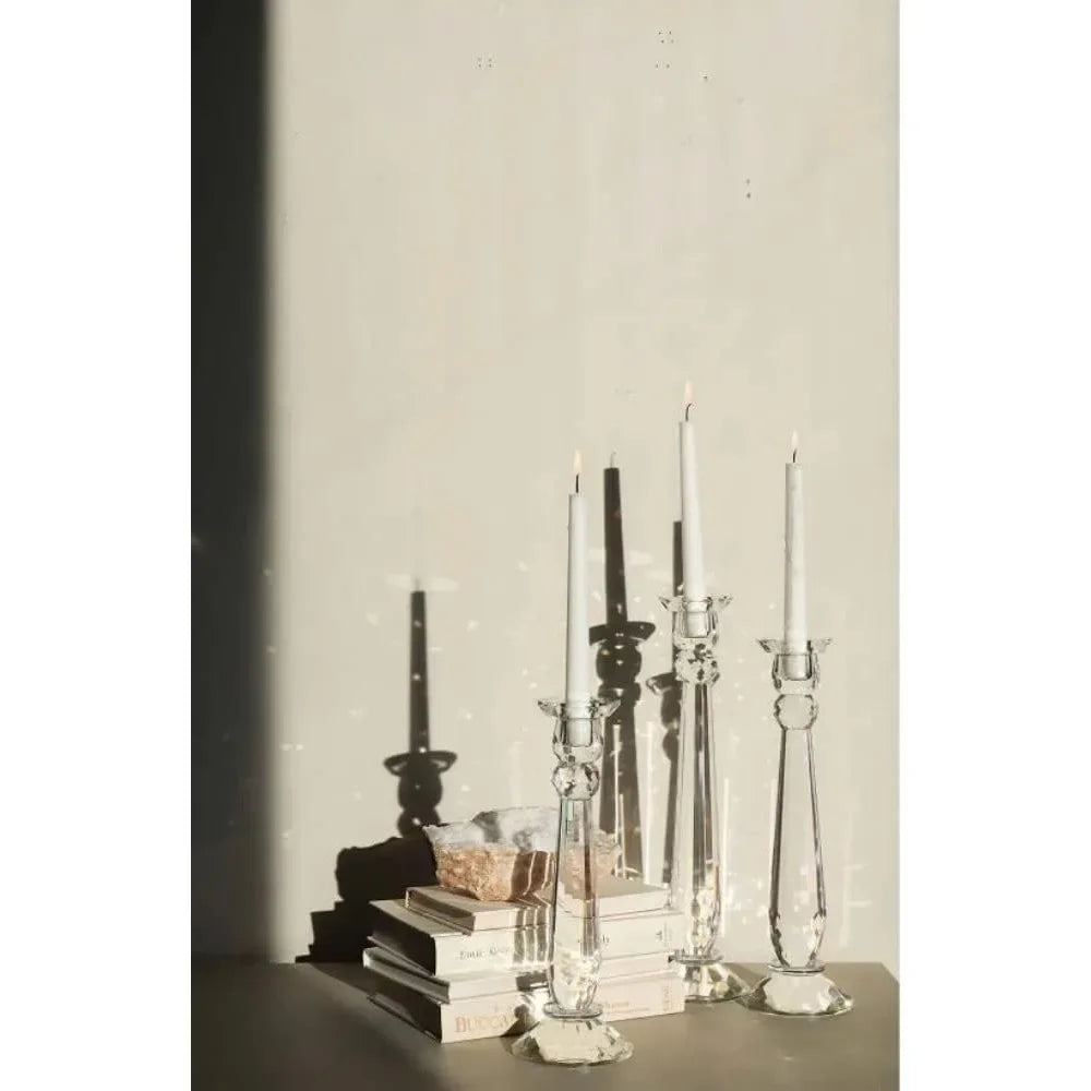 Crystal Taper Candle Holder Set *3Pcs - Modern Sleek Sophistication