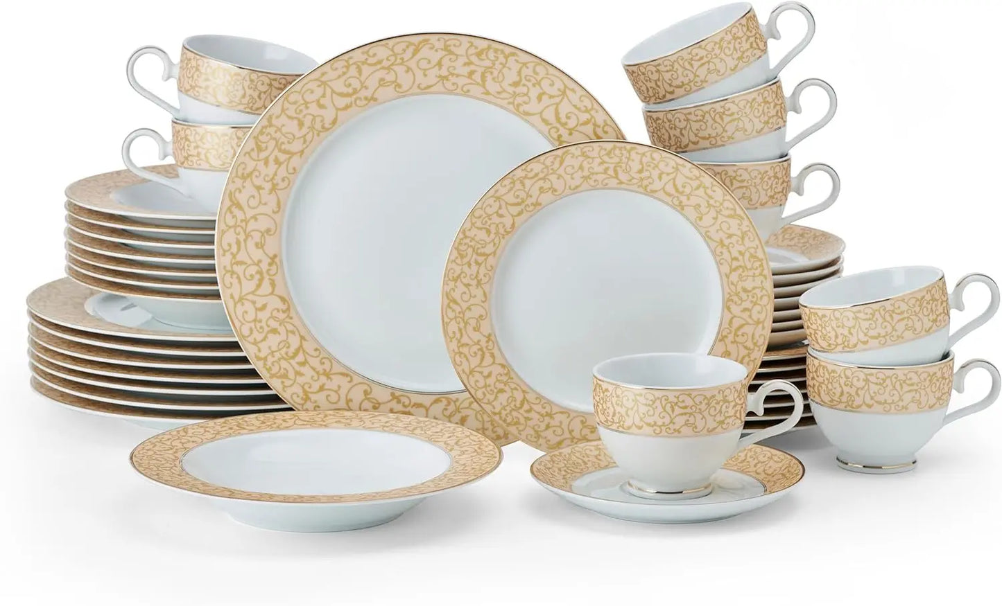 Dinnerware Set *40Pcs - White Porcelain - Diningroom Collection