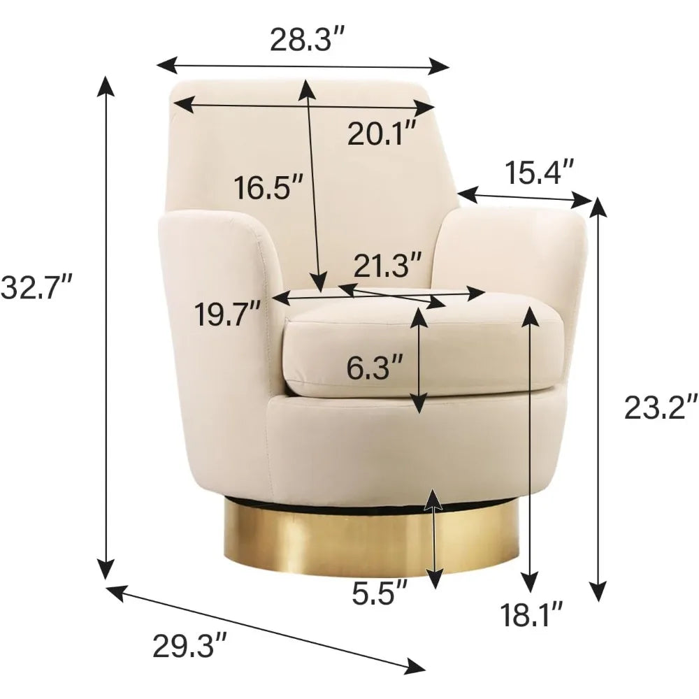 Barrel Chair Set *2Pcs - 360 Degree Swivel - Upholstered