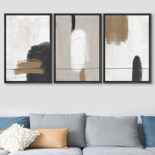 Wall Art Canvas Mural Set *3Pcs - Abstract - Grunge Paint Strokes - Boho Wall Art