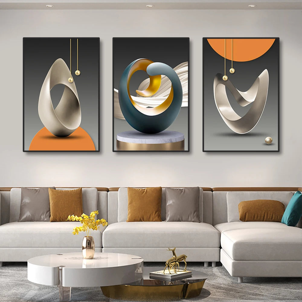 Canvas Prints 3pc Mural Geometric