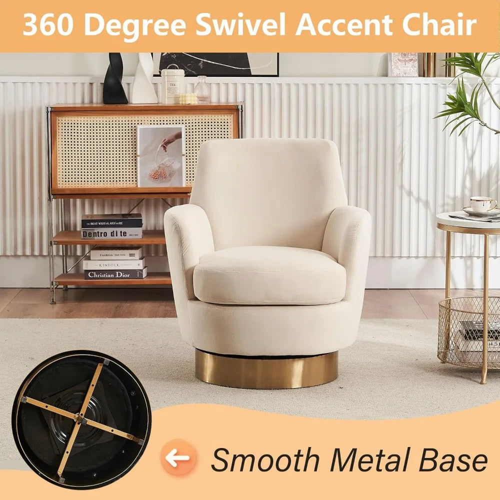 Barrel Chair Set *2Pcs - 360 Degree Swivel - Upholstered