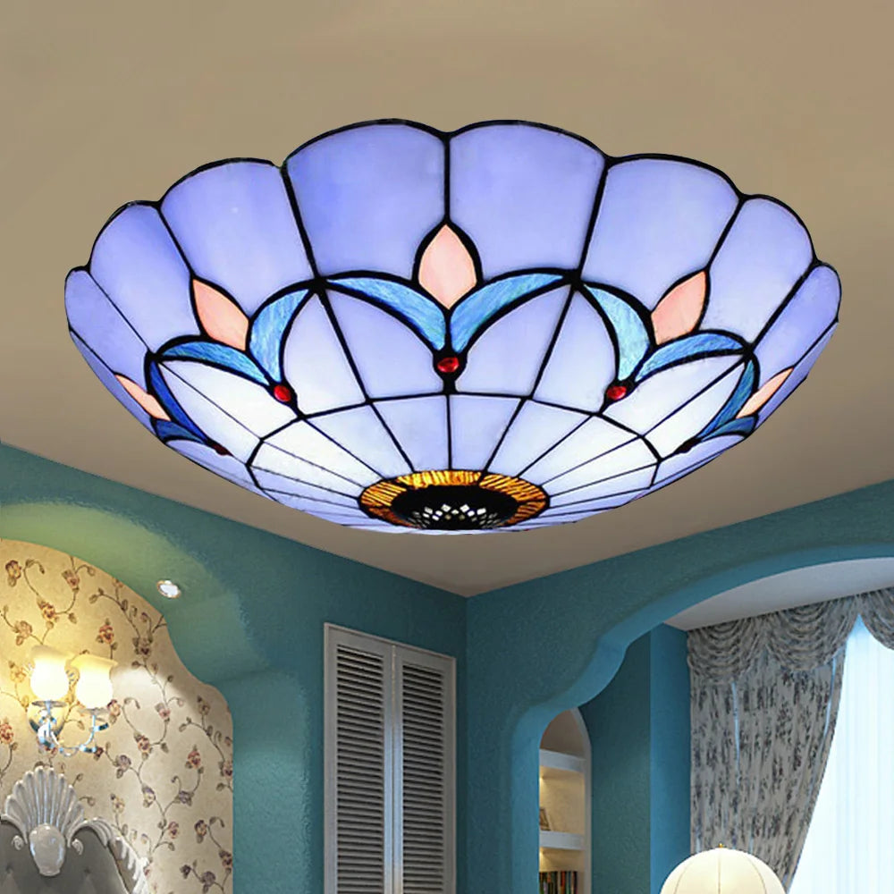 Tiffany Romance Style Stained Glass - Ceiling Flush Mount