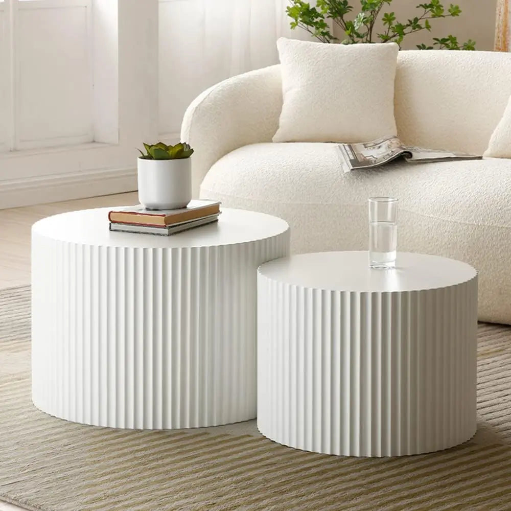 Coffee Table Set *2Pcs - Nesting Tables - Wooden White - Eco-Friendly