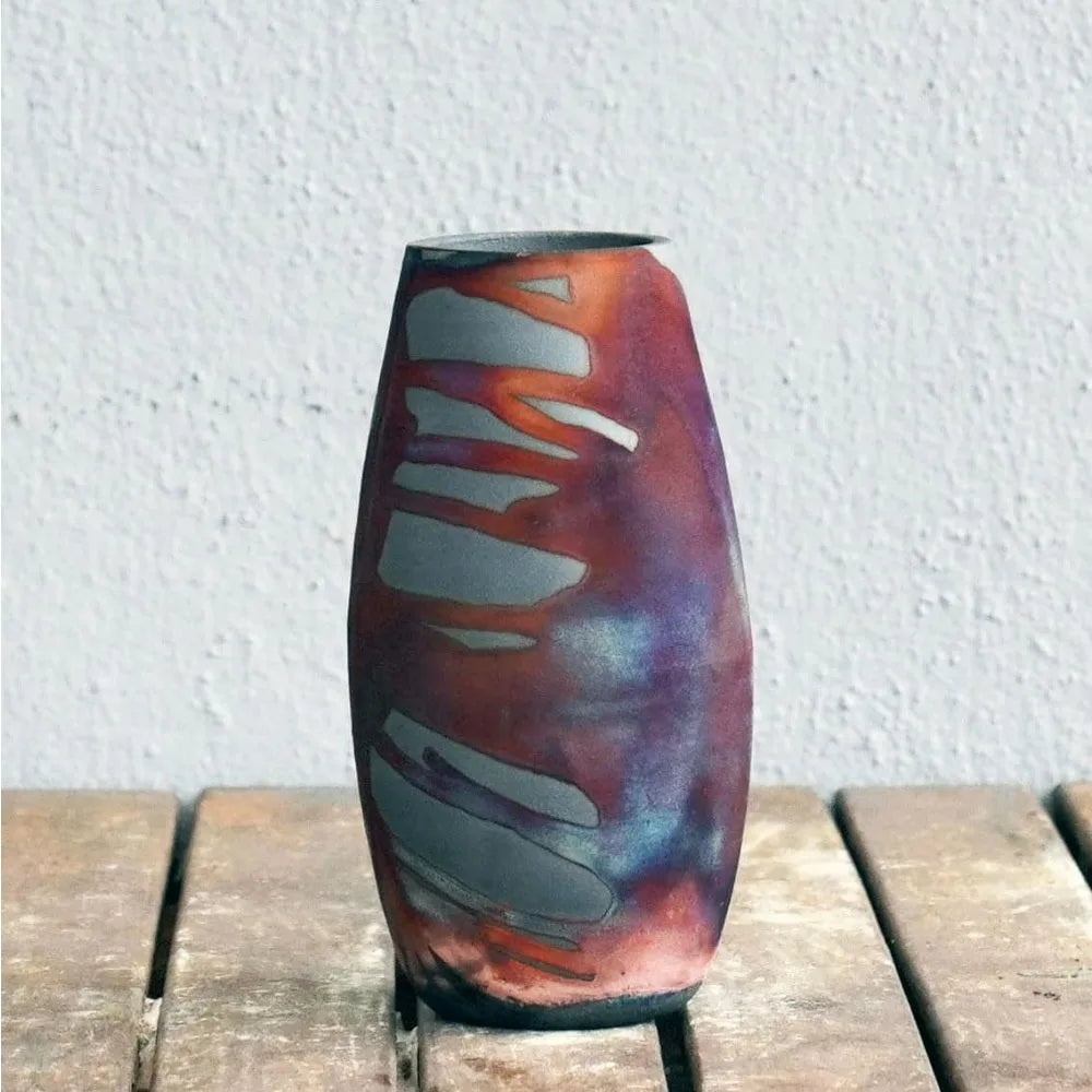 Raku Ceramic Vase - Boho Style - Comes with Gift Box