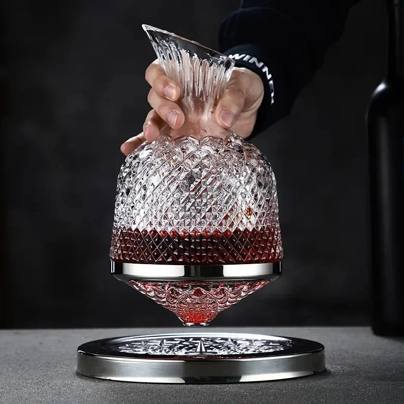 Wine Tumbler Decanter Aerator - Crystal Glass - 1.5 Liters - 360 Degrees Rotation