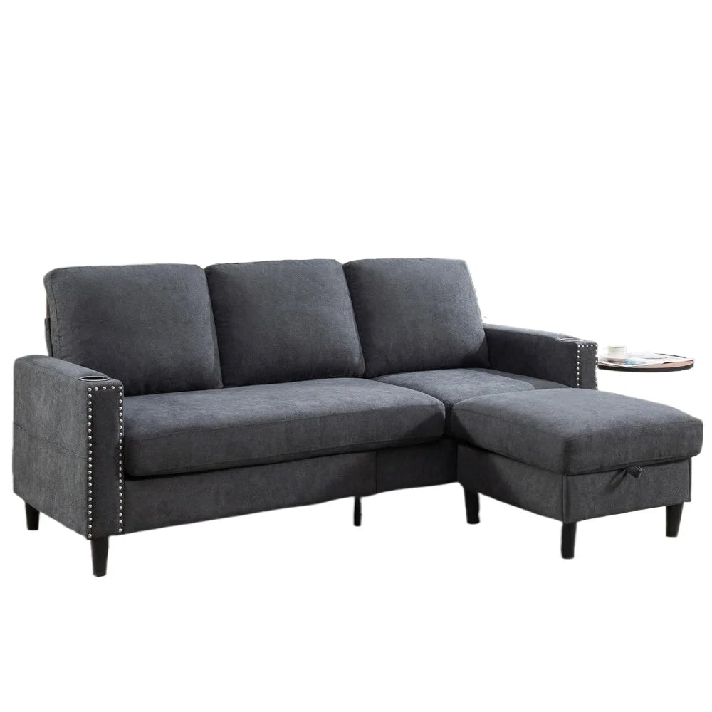 L Shaped Sectional Sofa & Ottoman