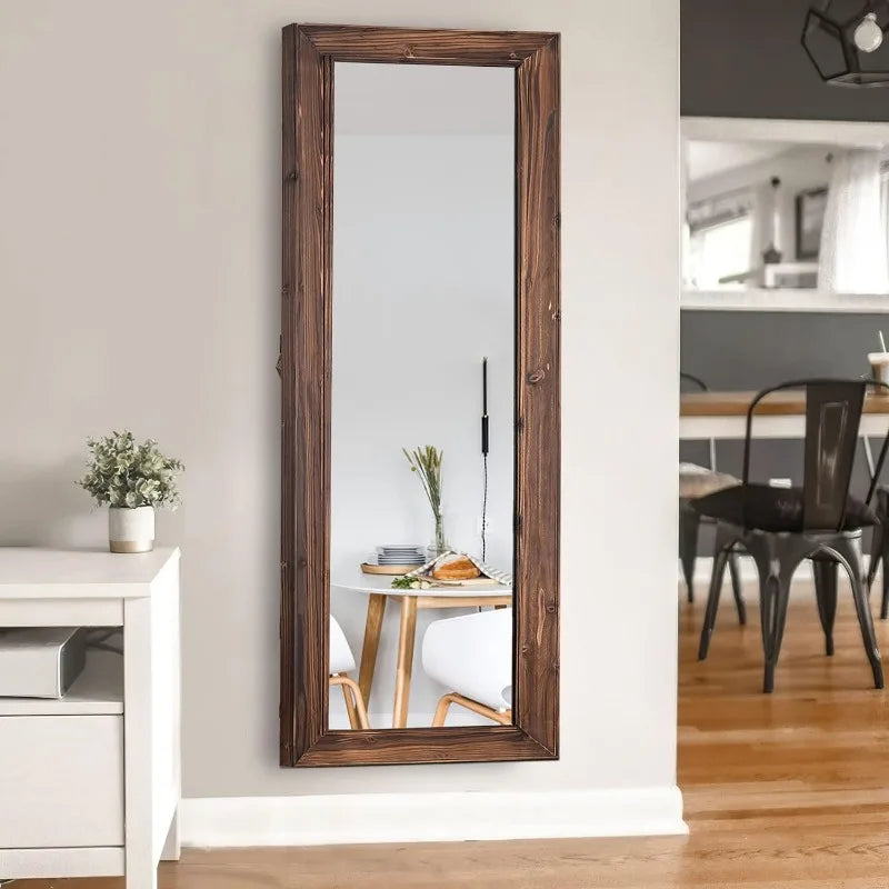 Floor Mirror - Weathered Solid Wood Frame - Full Length