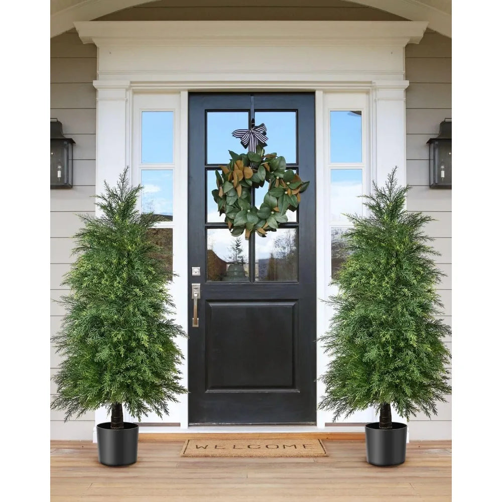 Christmas Artifical Cedar Tree Set *2Pcs - Topiary Trees