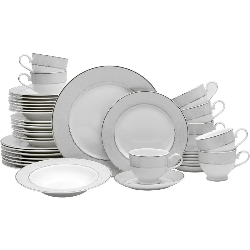 Dinnerware Set *40Pcs - White Porcelain - Diningroom Collection