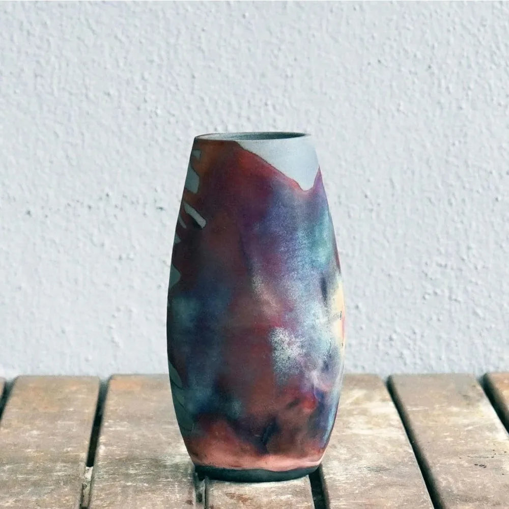 Raku Ceramic Vase - Boho Style - Comes with Gift Box