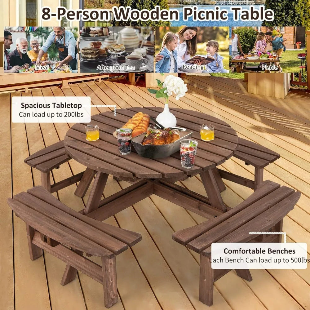 Round Picnic Table for 8