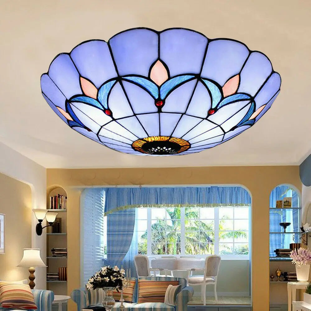 Tiffany Romance Style Stained Glass - Ceiling Flush Mount