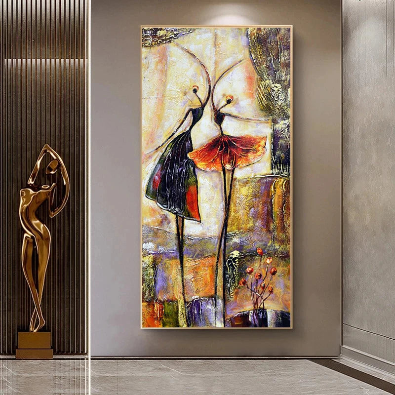 Wall Art - Elegant Dancing Girls - Abstract - Oil on Canvas Print