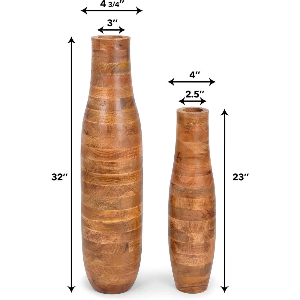 Vase - Mango Wood - Tall Floor Vase 32" - Hand Carved - True Heirloom Piece