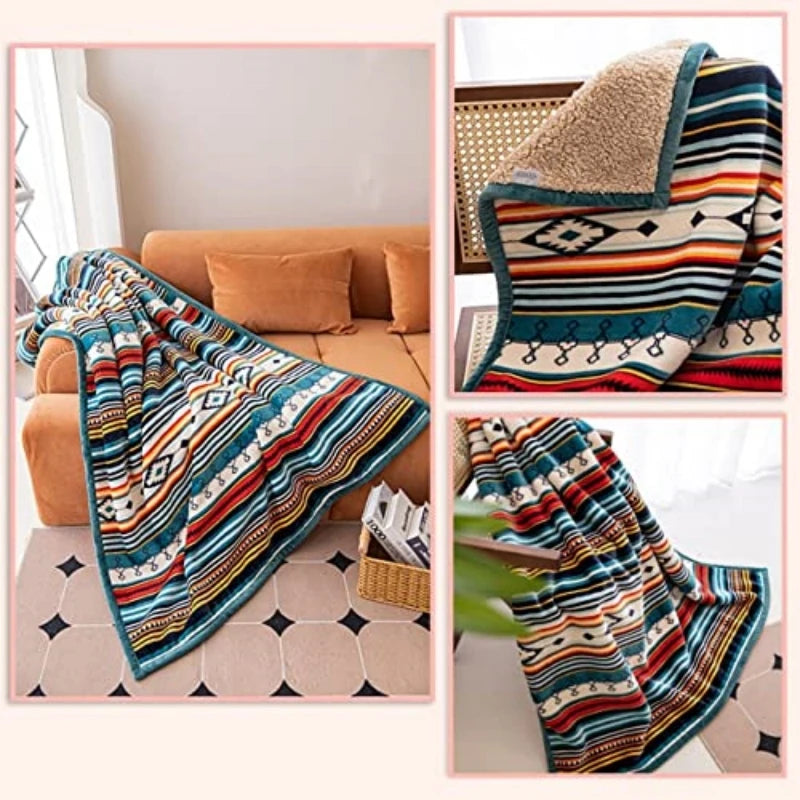 Bohemian Sherpa Throw Blanket