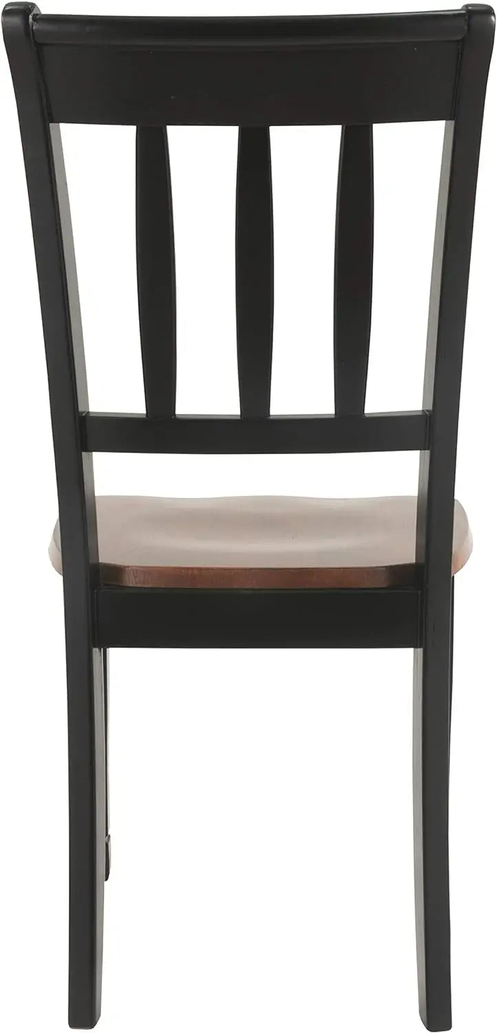 Owingsville Modern Farmhouse Dining Room Side Chair, Set of 2, Black and Brown / Brown & Off-White