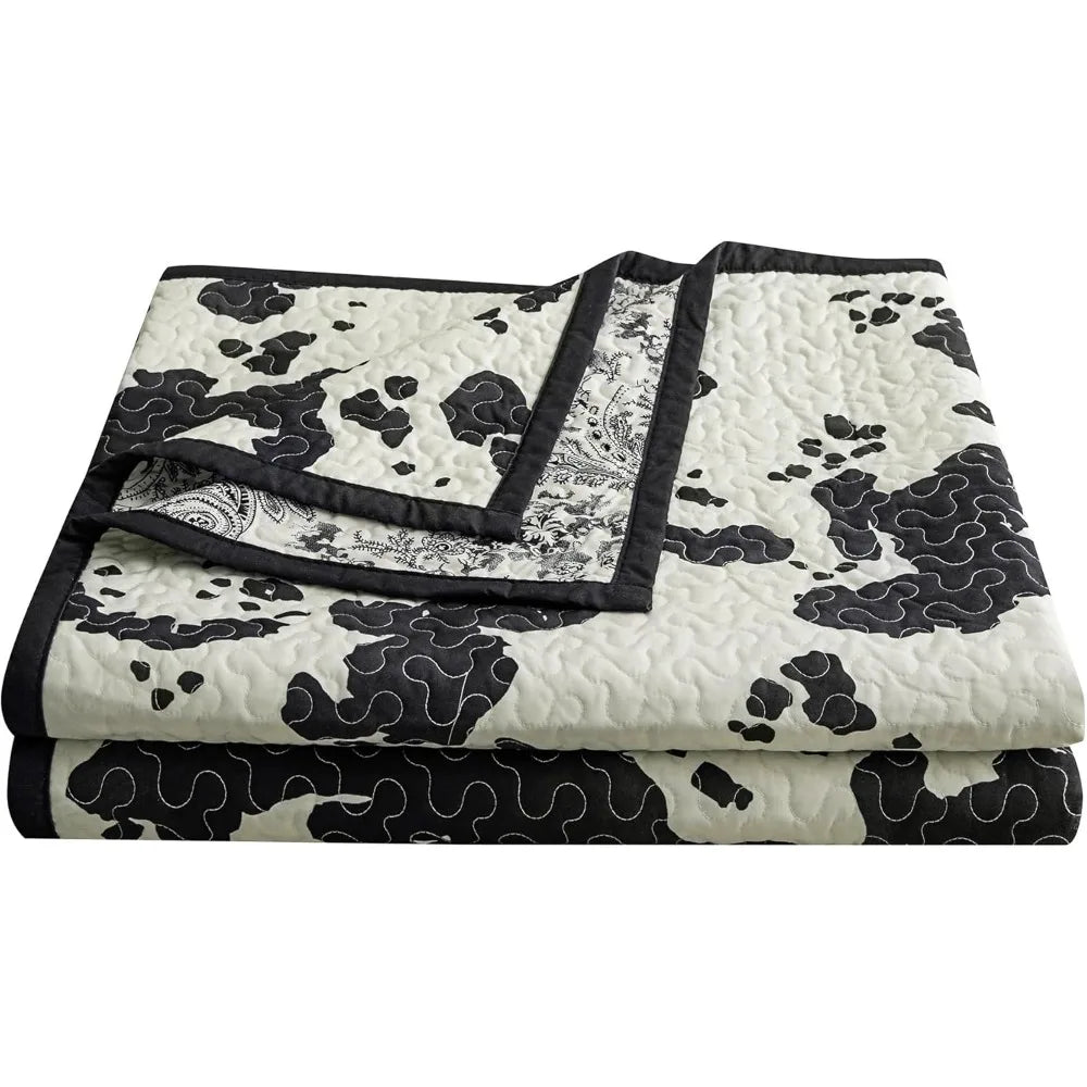 Quilt Set *3Pcs - Indigo Hill by HiEnd Accents Clara Cow Print - Country & Western