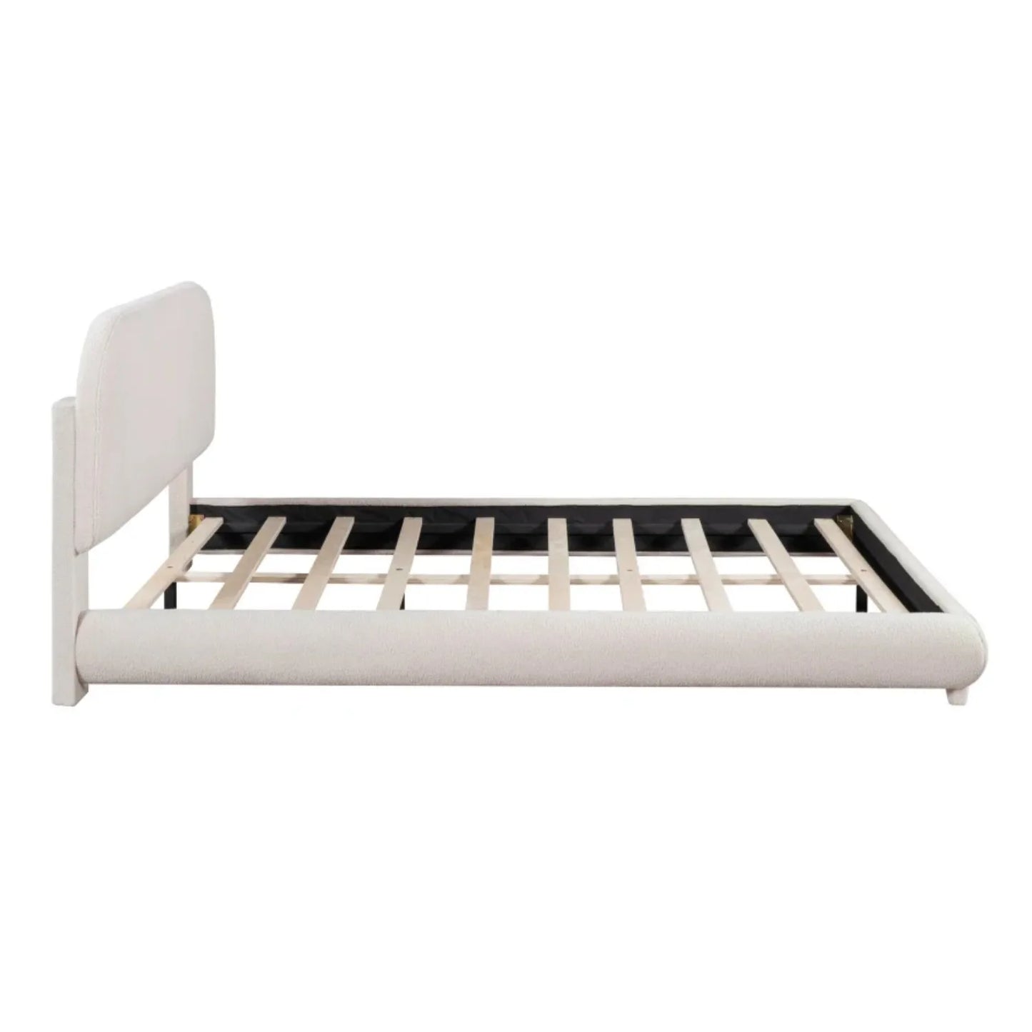 Platform Bed Frame - Queen Size - Teddy Fleece Upholstery