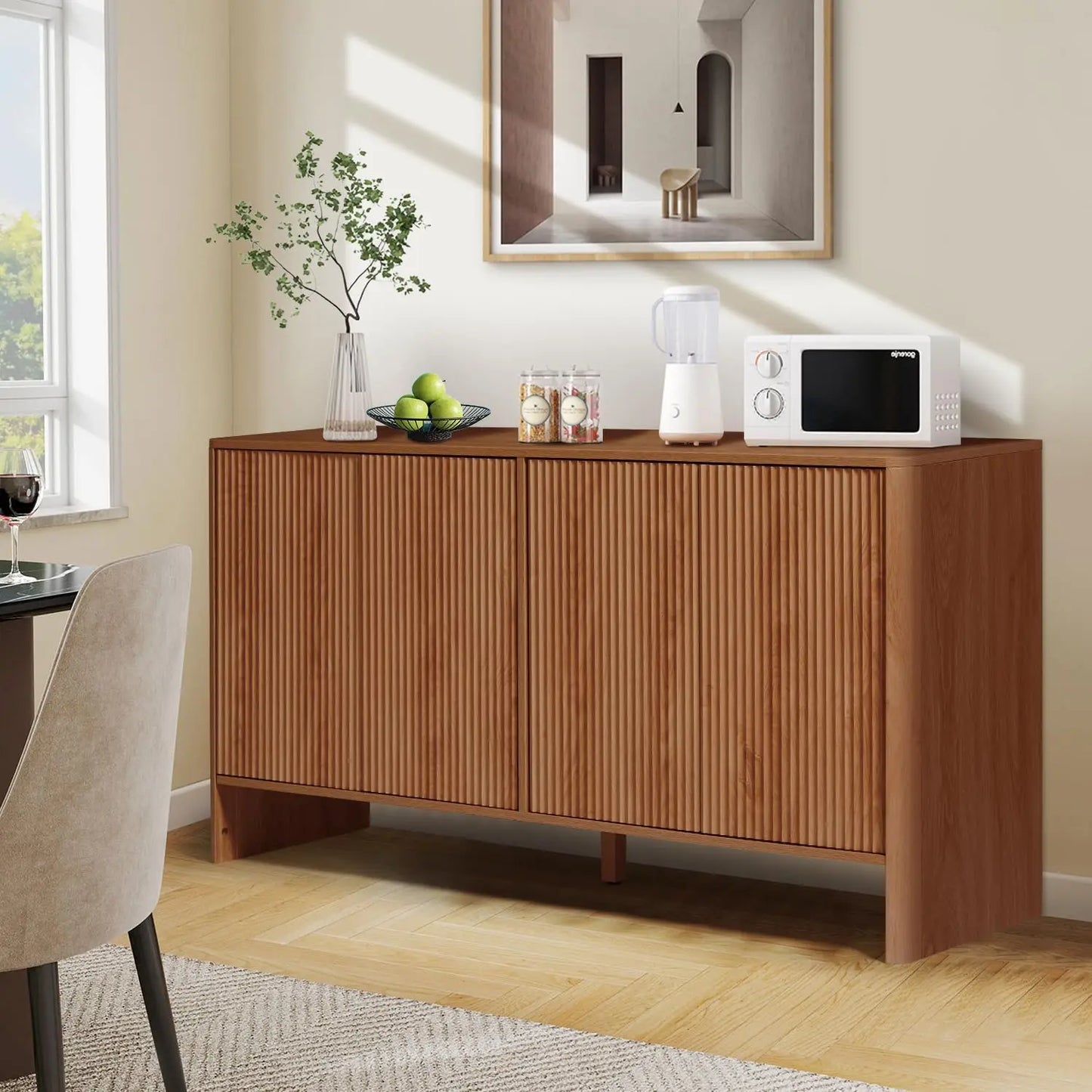 Credenza - Buffet Cabinet - Fluted Design - Home Storage Solutions