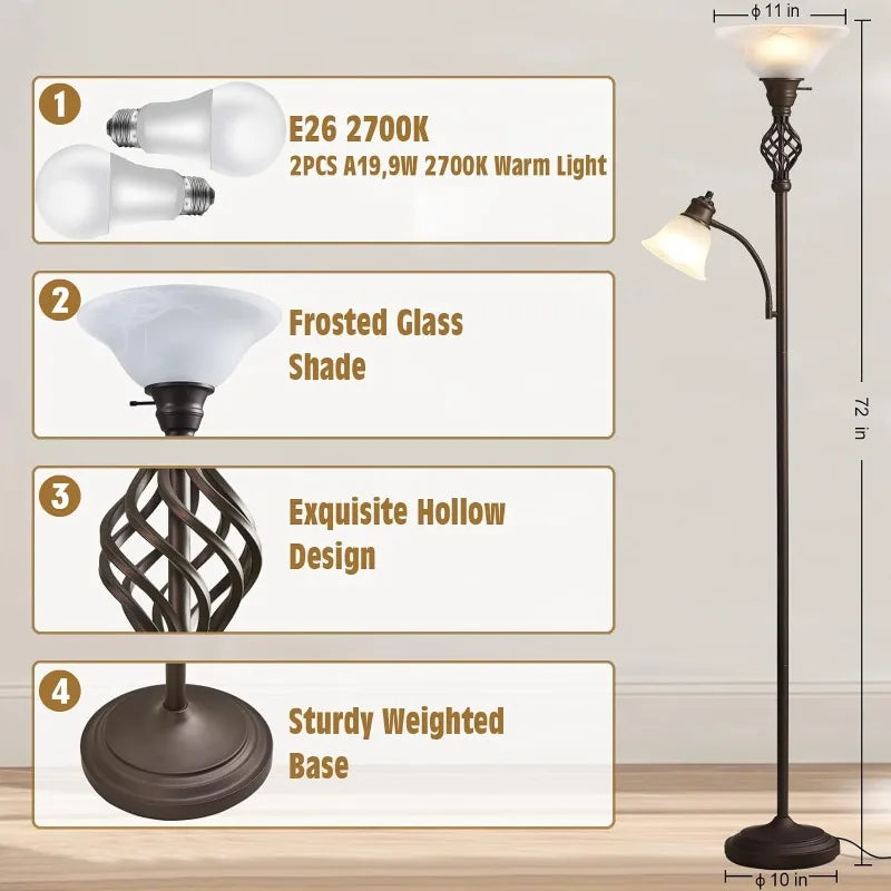 GyroVu Torchiere Floor Lamp | Glass Lamp Shades | Dual Lamp