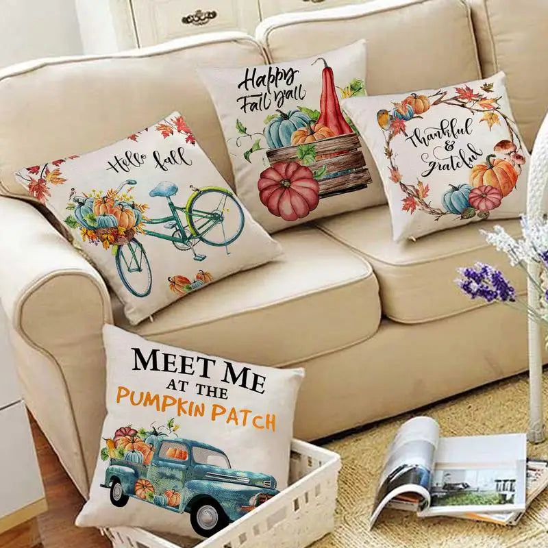 Fall Throw Pillow Covers 4Pcs